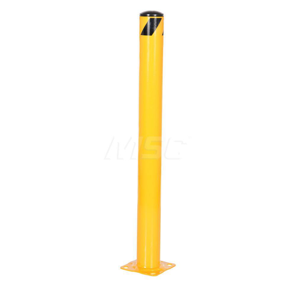 Pipe Safety Bollard: 4-1/2" Dia, 42" High, Yellow, Steel