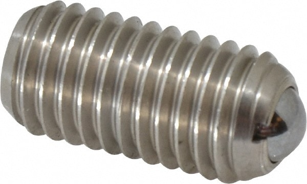 Threaded Ball Plunger: 5/8-11, 0.375" Ball Dia, 1-1/4" Body Length, 0.096" Max Ball Reach