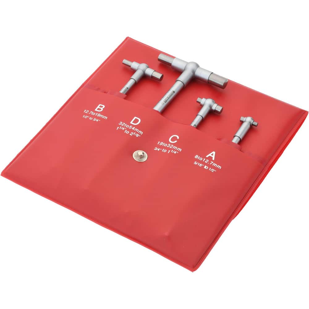 Telescoping Gage Set: 5/16 to 2-1/8", 4 Pc, Hardened Tool Steel, Satin Chrome Finish, Includes Vinyl Pouch