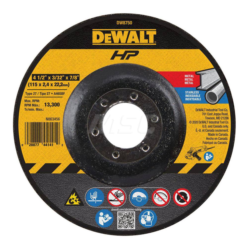 7/8-Inch Arbor DEWALT DW8806 4 1/2-Inch by 1/8-Inch Extended Performance Pipeline Grinding Wheel 