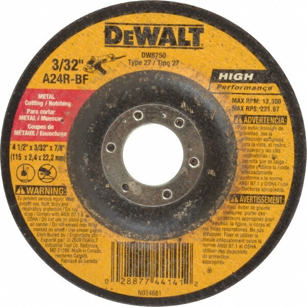 Lot of 5 DEWALT DW8424H 4-1//2/" x 0.045/" x 5//8/"-11 Metal Cutting Wheel F//S