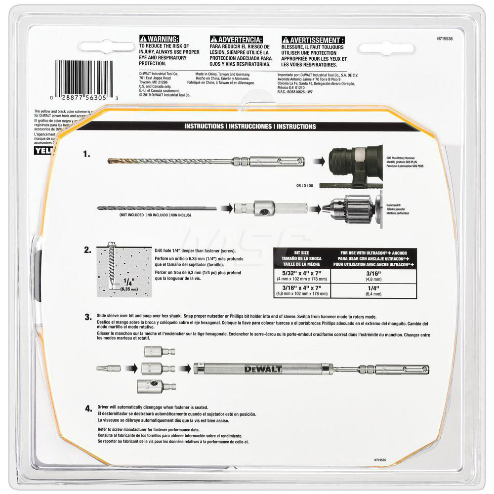 DeWALT 10 Piece Carbide Tipped Masonry Anchor Installation Kit MSC