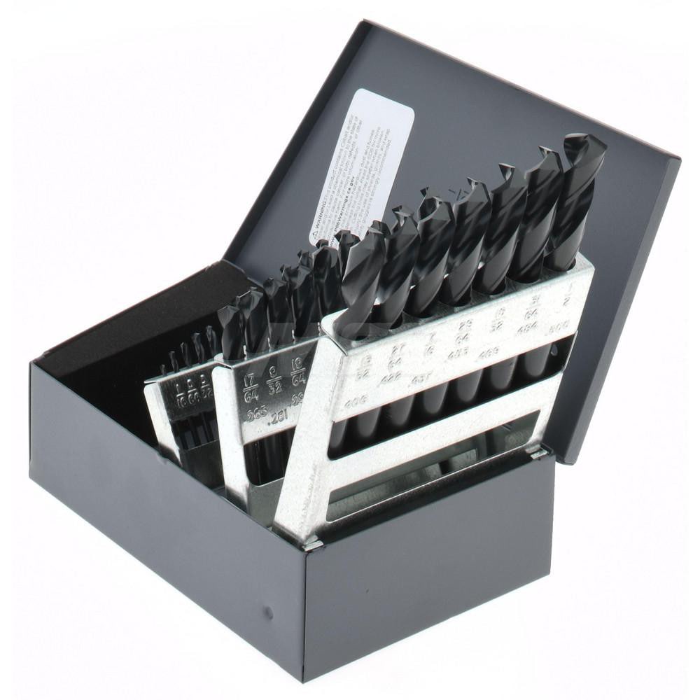 Hertel 9233818 Drill Bit Set: Screw Machine Length Drill Bits, 29 Pc, 135 °, High Speed Steel Image