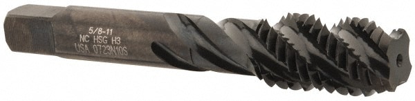 Hertel K033031AS Spiral Flute Tap: 5/8-11, UNC, 4 Flute, Bottoming, 3B Class of Fit, High Speed Steel, Oxide Finish Image