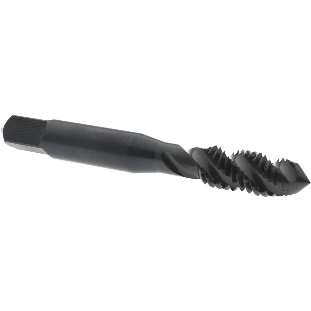 Spiral Flute Tap: 3/8-16 UNC, 3 Flutes, Plug, 3B Class of Fit, High Speed Steel, Oxide Coated
