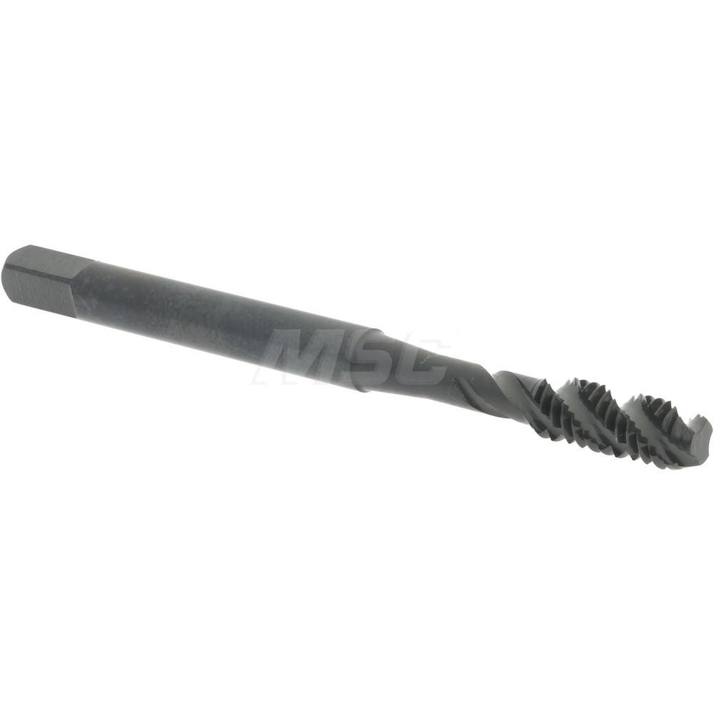 Spiral Flute Tap: #8-32 UNC, 3 Flutes, Bottoming, 2B Class of Fit, High Speed Steel, Oxide Coated