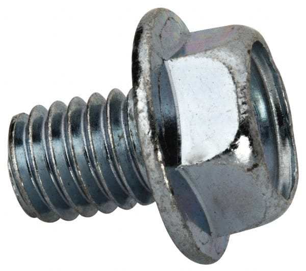 Value Collection 3708MWW Serrated Flange Bolt: 3/8-16 UNC, 1/2" Length Under Head, Fully Threaded 