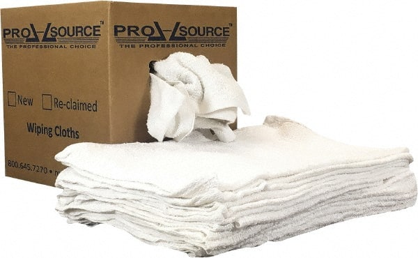 PRO-SOURCE Cotton Utility Towel: Virgin Terry Cloth - White, 19 Long, 16 Wide, Low Lint, 3 to 4 Pcs/lb, 5 lb Pack | Part #PS-N030-W69-5