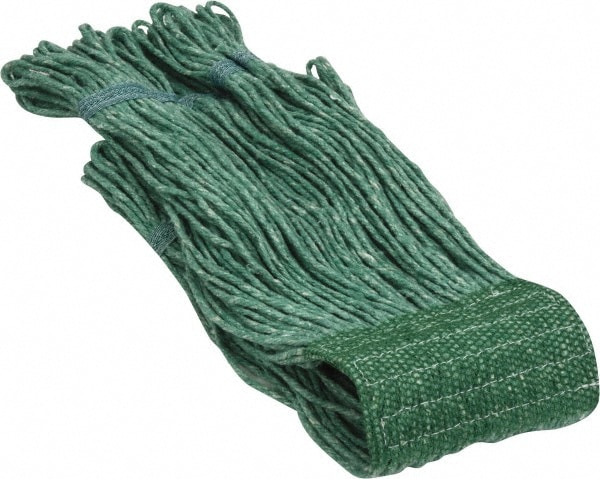 Wet Mop Loop: Clamp Jaw, Medium, Green Mop, Blended Fiber