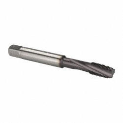 Spiral Flute Tap: 3/8-24, UNF, 4 Flute, Modified Bottoming, 2BX Class of Fit, Powdered Metal, TiAlN Finish