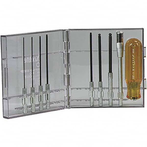 Xcelite 99PS41MMBPN Hex Driver Sets; Ball End: Yes ; Includes: (7) Shafts; 991N Handle; 99X5N Extension; Clear Case ; Features: High-Quality Steel, Hardened and Tempered for Optimum Performance 