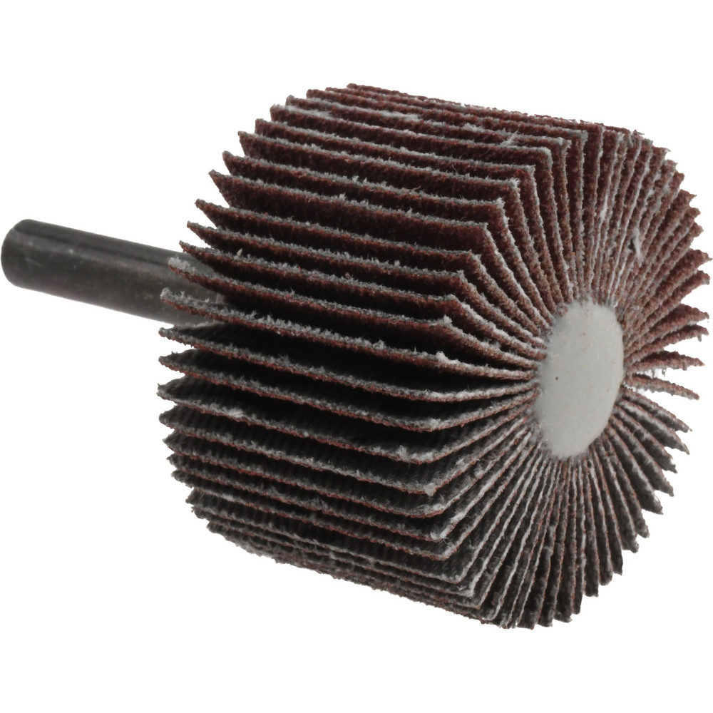 Mounted Flap Wheel: 1-1/2" Dia, 1" Face Width, 80 Grit, Aluminum Oxide