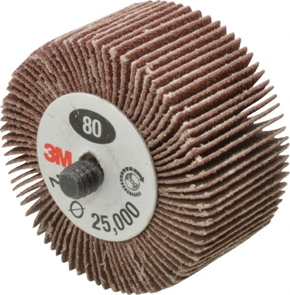 Mounted Flap Wheel: 1" Face Width, 80 Grit, Aluminum Oxide