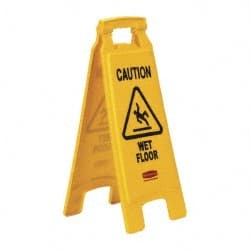 Rubbermaid FG611277YEL Caution - Wet Floor, 11" Wide x 25" High, Plastic Floor Sign 
