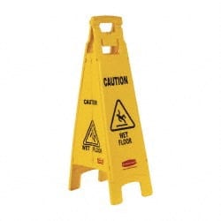 Rubbermaid FG611477YEL Caution - Wet Floor, 12" Wide x 37" High, Plastic Floor Sign 