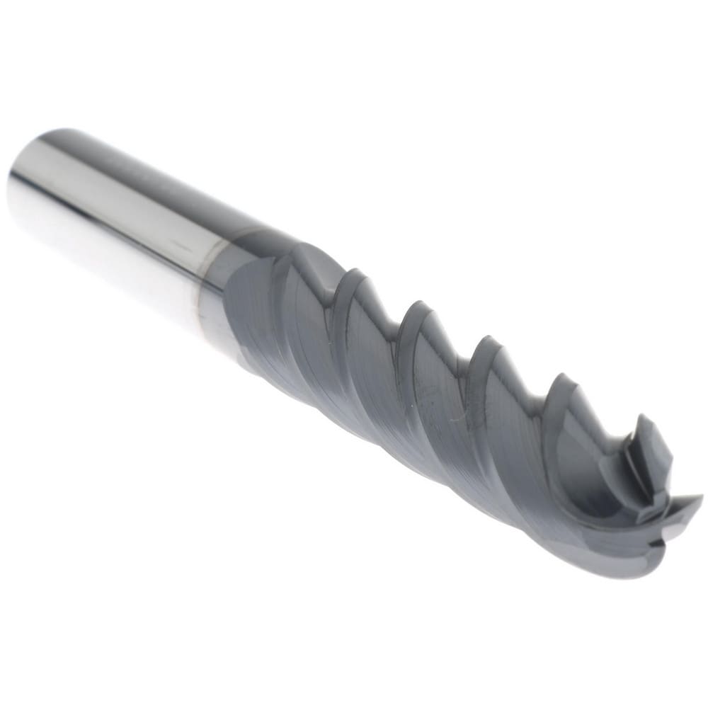 Ball End Mill: 0.4375" Dia, 2" LOC, 4 Flute, Solid Carbide