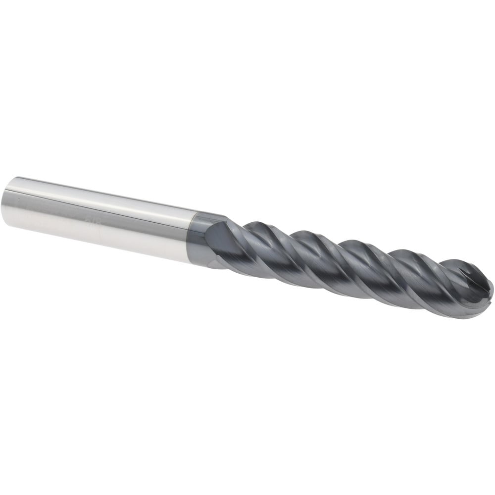 Ball End Mill: 5/8" Dia, 3" LOC, 4 Flute, Solid Carbide