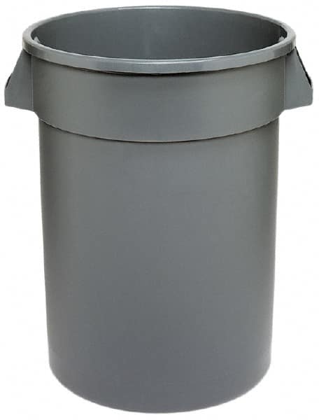 Trash Can: 32 gal, Round, Gray