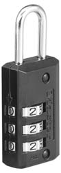 Combination Lock: Die-Cast Zinc, 1-3/16" Wide, Black Finish