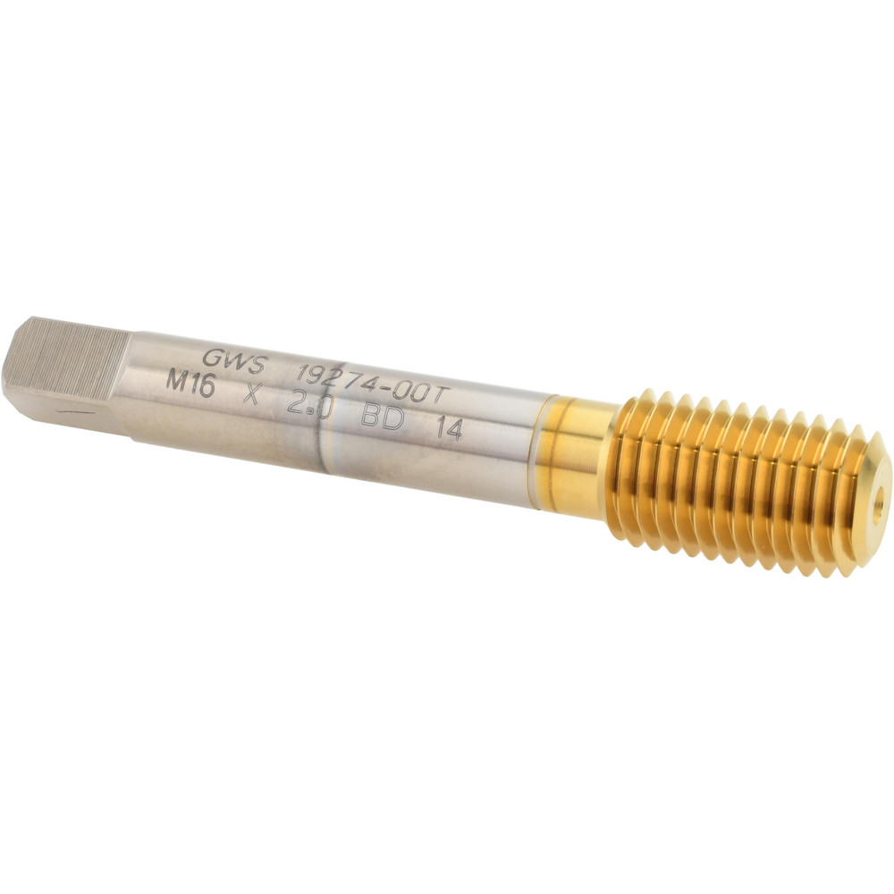 Thread Forming Tap: M16x2.00 Metric Coarse, Bottoming, High Speed Steel, TiN Coated