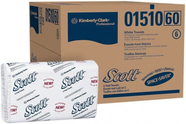 Scott 1510 Paper Towels: C-Fold, 12 Rolls, 1 Ply, Recycled Fiber, White 