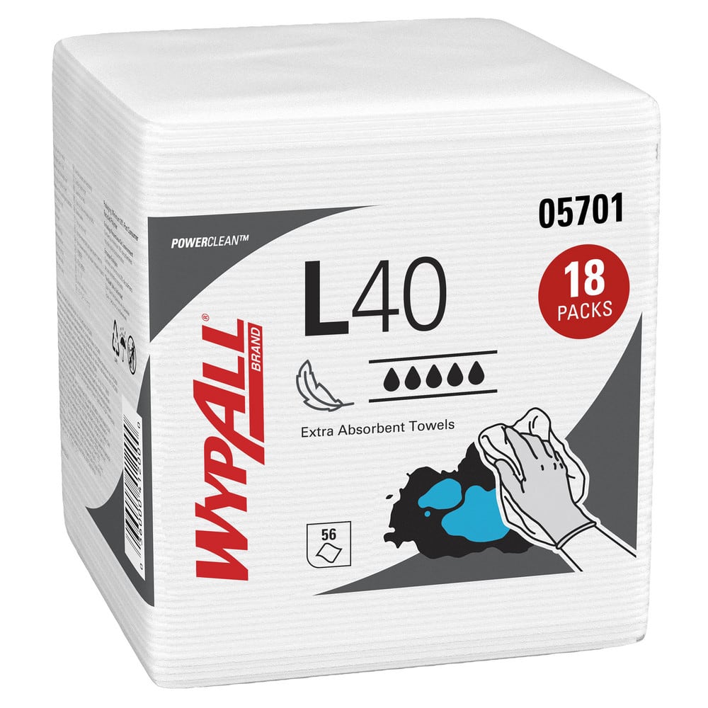 WypAll L40 Disposable Cleaning and Drying Towels (05701), Limited Use Towels, White