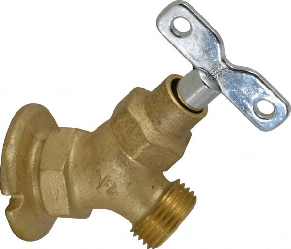 1/2" Pipe, Brass Coated Brass Sillcock with Lockshield