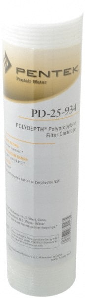Plumbing Cartridge Filter: 2-1/2" OD, 9.88" Long, 25 micron, Polypropylene