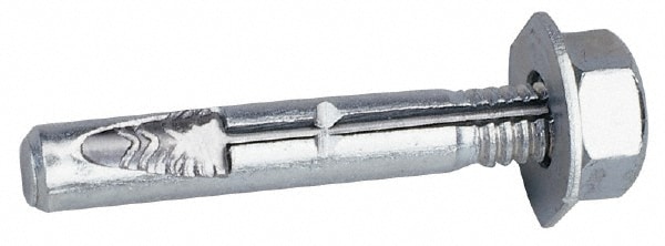 Concrete Wedge Anchor: 1/4" Dia, 1-3/4" OAL, 1" Min Embedment