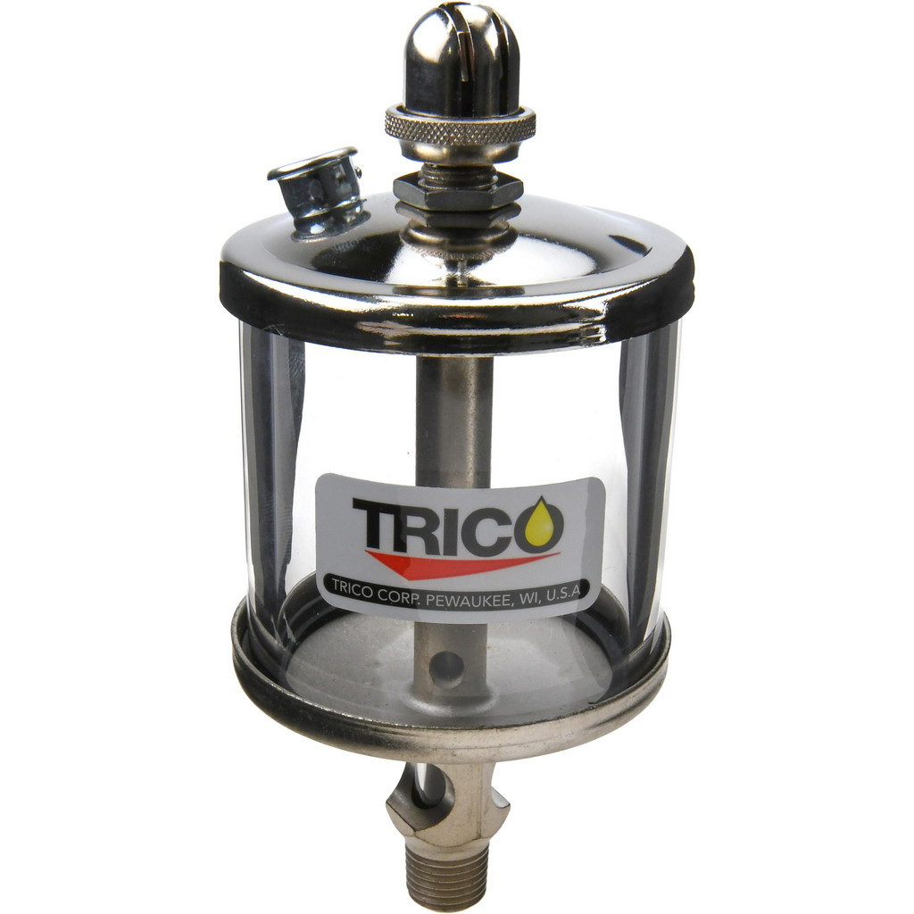 Trico 1 Outlet, Glass Bowl, 5 Ounce Manual-Adjustable Oil Reservoir - 1/4 NPT Outlet, 2-5/8" Dia x 6-1/16" High | Part #37016