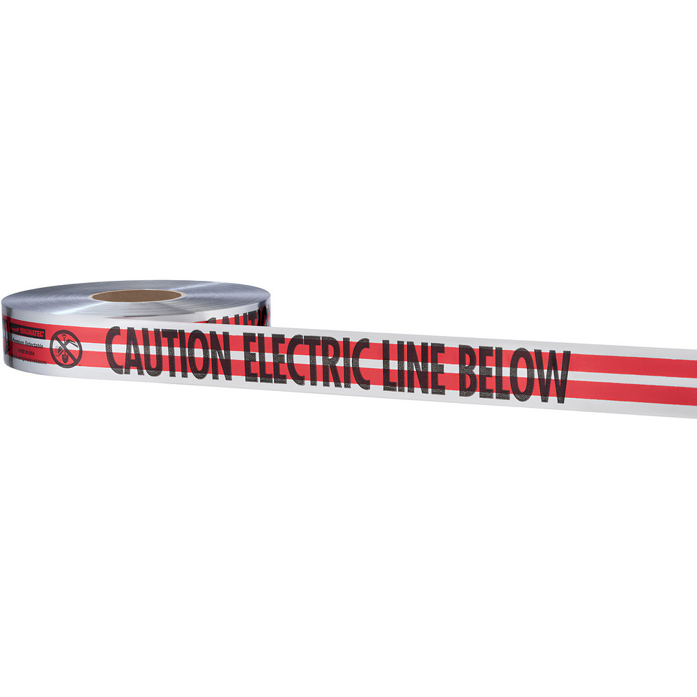 Underground Utility Marking Tape: Tape Type: Detectable; APWA Color Meaning: Electric Power Lines, Cables, Conduit & Lighting Cables; Legend Color: Red; Legend: CAUTION ELECTRIC LINE BELOW