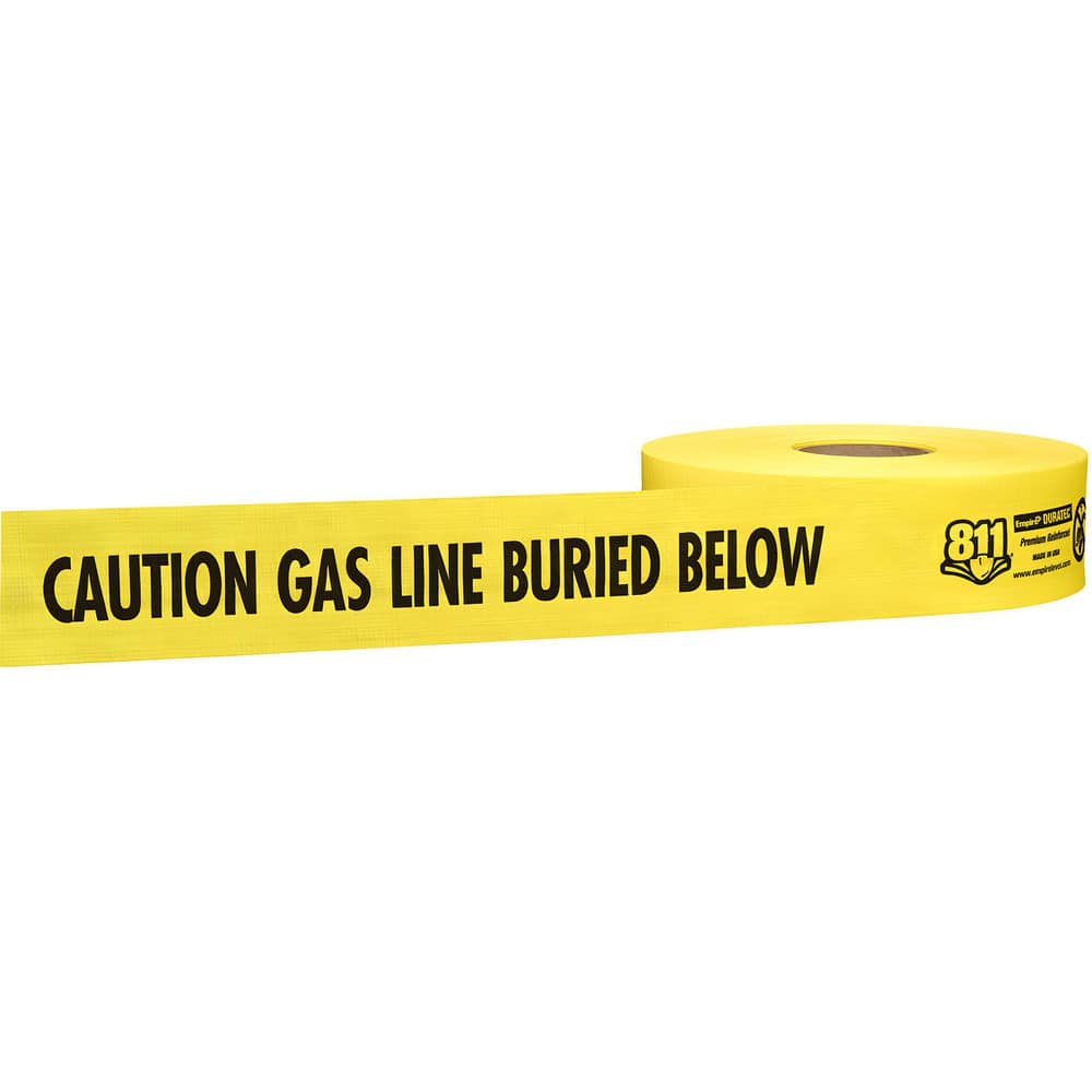 Underground Utility Marking Tape; Tape Type: Detectable ; APWA Color Meaning: Gas, Oil, Steam, Petroleum or Gaseous Material ; Legend Color: Yellow ; Legend: CAUTION GAS LINE BURIED BELOW ; Roll Width: 3 ; Roll Length (Feet): 1000.00