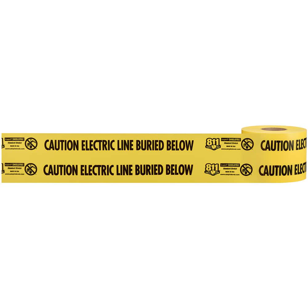Underground Utility Marking Tape; Tape Type: Detectable ; APWA Color Meaning: Electric Power Lines, Cables, Conduit & Lighting Cables ; Legend Color: Yellow ; Legend: CAUTION ELECTRIC LINE BURIED BELOW ; Roll Width: 6 ; Roll Length (Feet): 1000.00