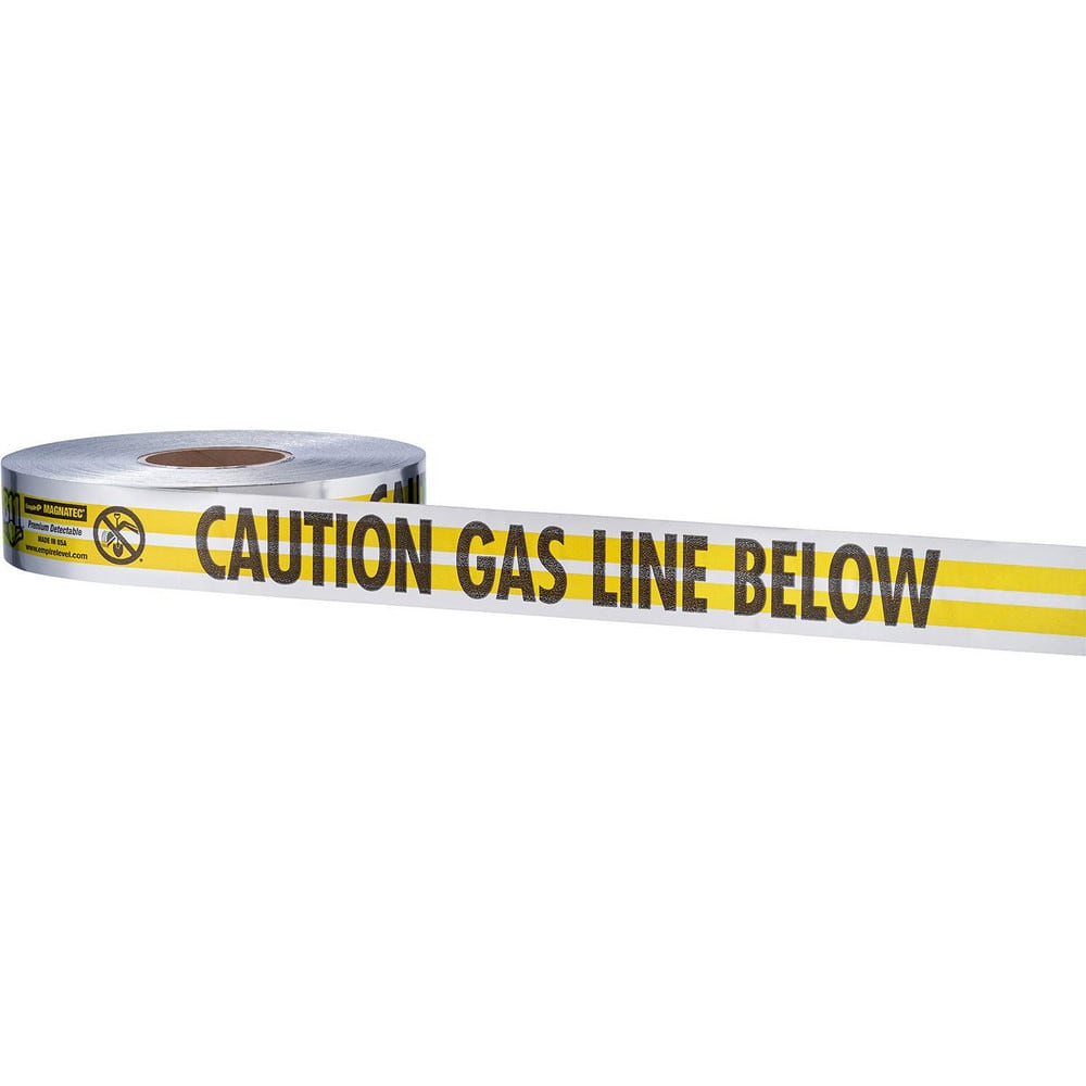Underground Utility Marking Tape; Tape Type: Detectable ; APWA Color Meaning: Gas, Oil, Steam, Petroleum or Gaseous Material ; Legend Color: Yellow ; Legend: CAUTION GAS LINE BELOW ; Roll Width: 2 ; Roll Length (Feet): 1000.00