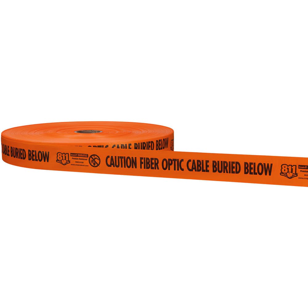 Underground Utility Marking Tape; Tape Type: Detectable ; APWA Color Meaning: Electric Power Lines, Cables, Conduit & Lighting Cables ; Legend Color: Orange ; Legend: CAUTION FIBER OPTIC CABLE BURIED BELOW ; Roll Width: 3 ; Roll Length (Feet): 6000.00