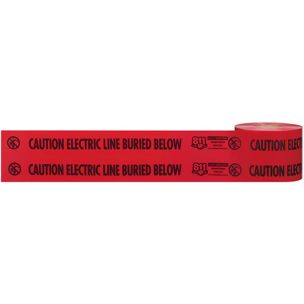 Underground Utility Marking Tape; Tape Type: Detectable ; APWA Color Meaning: Electric Power Lines, Cables, Conduit & Lighting Cables ; Legend Color: Red ; Legend: CAUTION ELECTRIC LINE BURIED BELOW ; Roll Width: 6 ; Roll Length (Feet): 1000.00