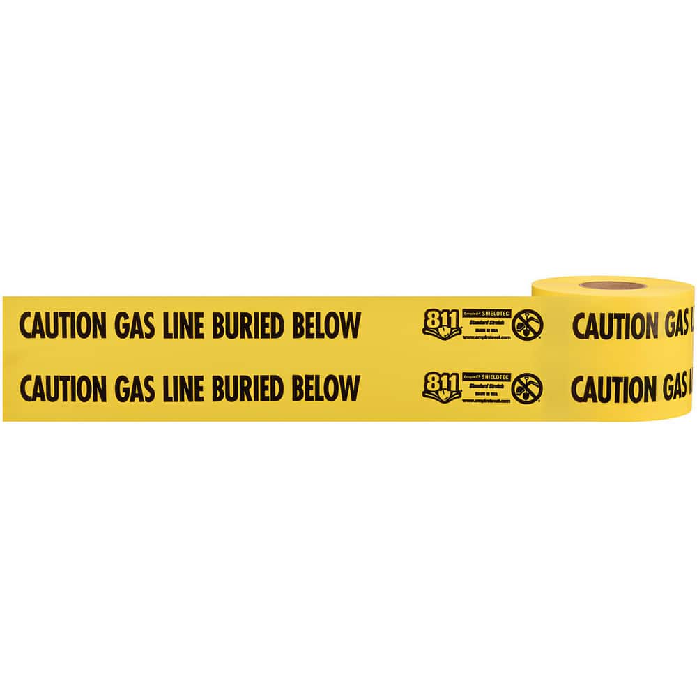 Underground Utility Marking Tape; Tape Type: Detectable ; APWA Color Meaning: Gas, Oil, Steam, Petroleum or Gaseous Material ; Legend Color: Yellow ; Legend: CAUTION GAS LINE BURIED BELOW ; Roll Width: 6 ; Roll Length (Feet): 1000.00