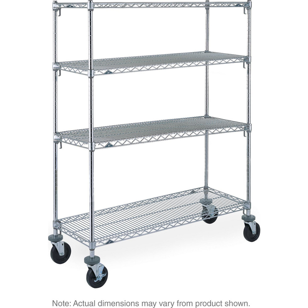 Mobile Unit Wire Shelving: 4 Shelves - 60" Wide, 24" Deep, 67-7/8" High