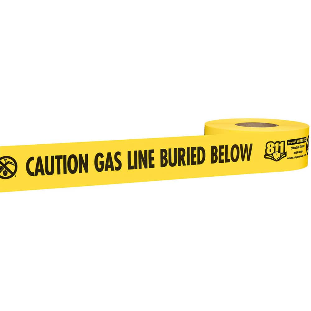 Underground Utility Marking Tape; Tape Type: Detectable ; APWA Color Meaning: Gas, Oil, Steam, Petroleum or Gaseous Material ; Legend Color: Yellow ; Legend: CAUTION GAS LINE BURIED BELOW ; Roll Width: 3 ; Roll Length (Feet): 1000.00