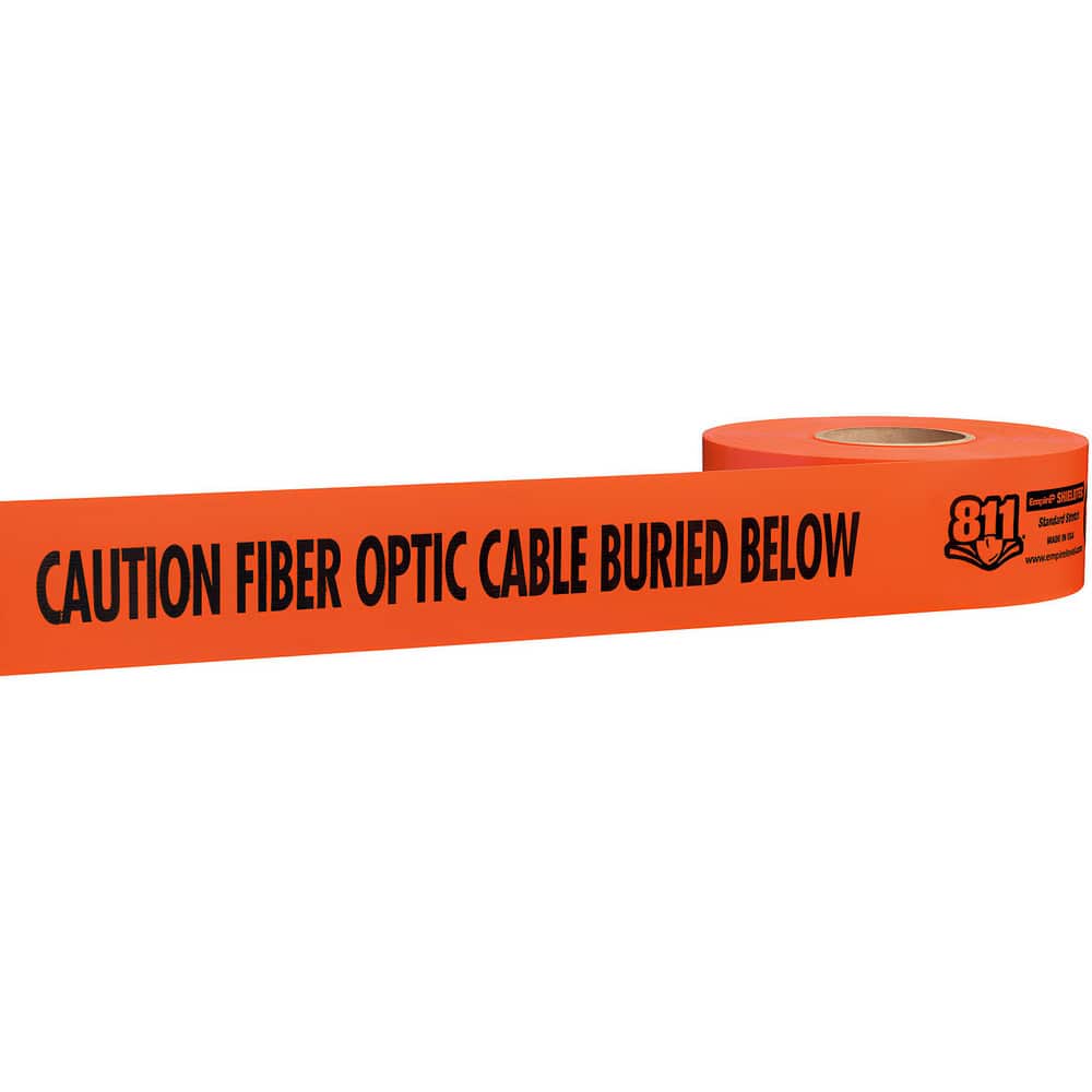 Underground Utility Marking Tape; Tape Type: Detectable ; APWA Color Meaning: Electric Power Lines, Cables, Conduit & Lighting Cables ; Legend Color: Orange ; Legend: CAUTION FIBER OPTIC CABLE BURIED BELOW ; Roll Width: 3 ; Roll Length (Feet): 1000.00