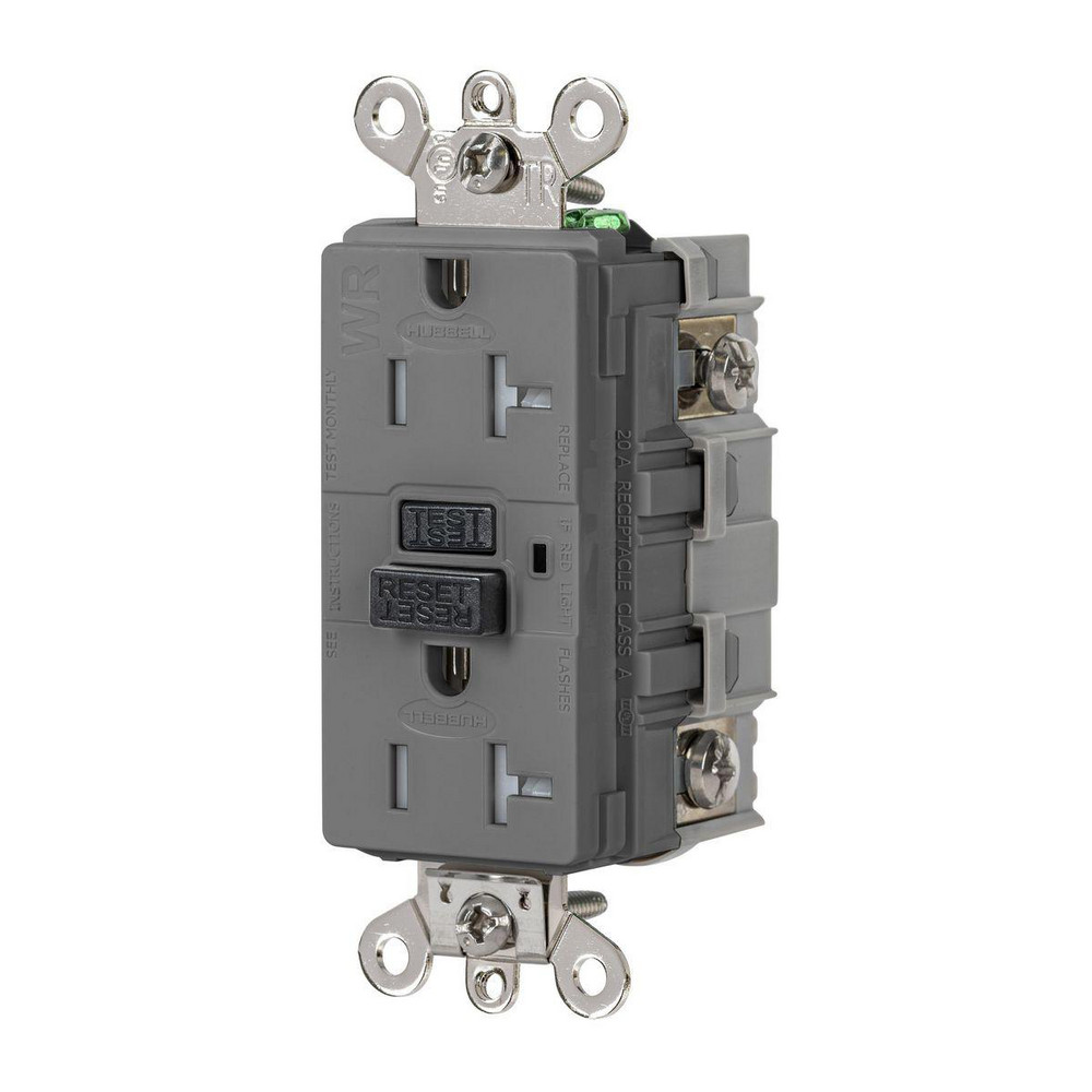 GFCI Receptacles; Grade: Industrial ; Receptacle Type: Duplex ; NEMA Configuration: 5-20R ; Reset Type: Manual ; Wiring Method: Back; Side ; Body Material: Nylon