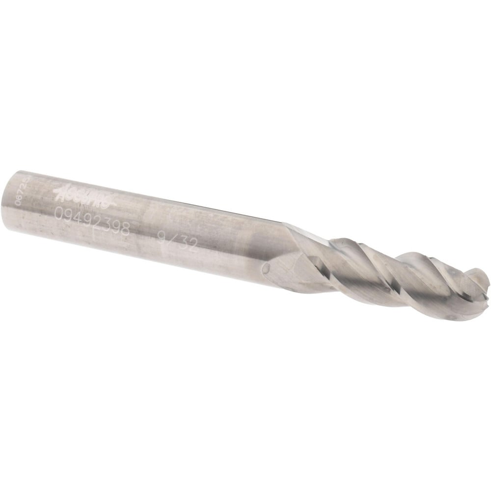 Ball End Mill: 0.2813" Dia, 0.75" LOC, 3 Flute, Solid Carbide