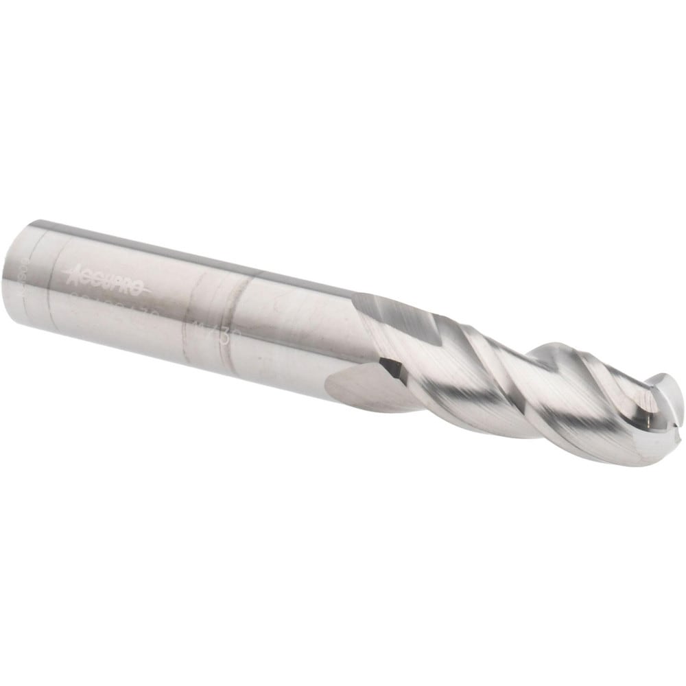 Ball End Mill: 0.3438" Dia, 0.875" LOC, 3 Flute, Solid Carbide