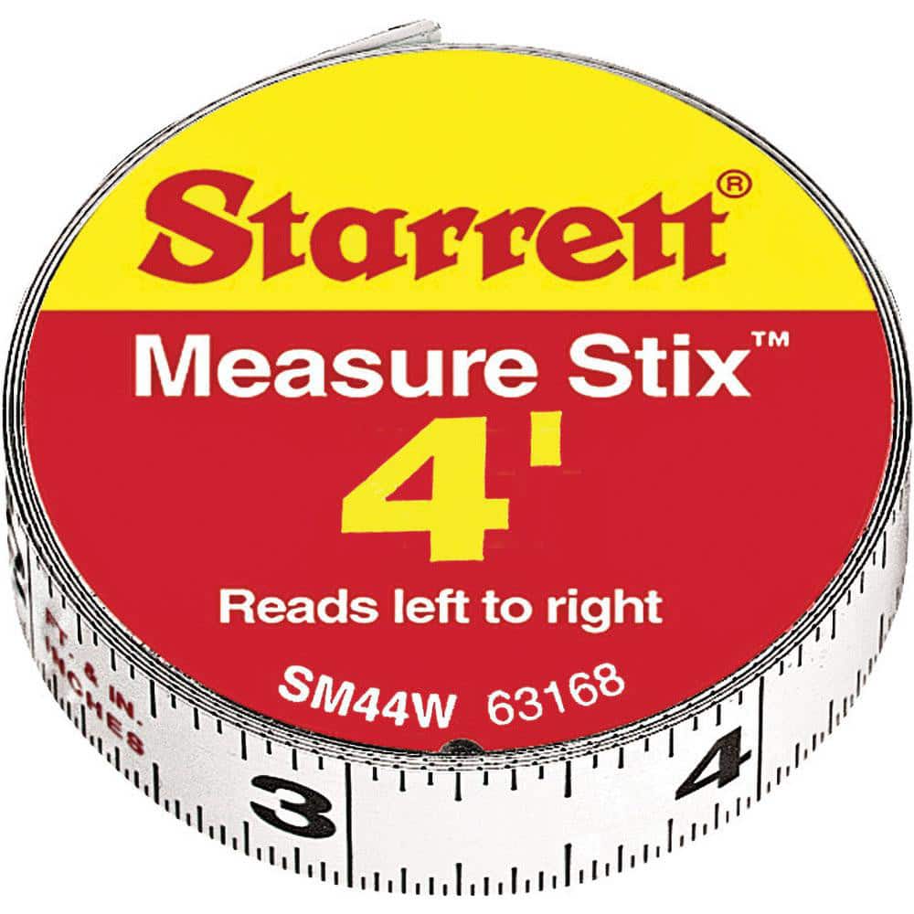 4 Ft. Long x 1/2 Inch Wide, 1/32 and 1/16 Inch Graduation, White, Steel Adhesive Tape Measure