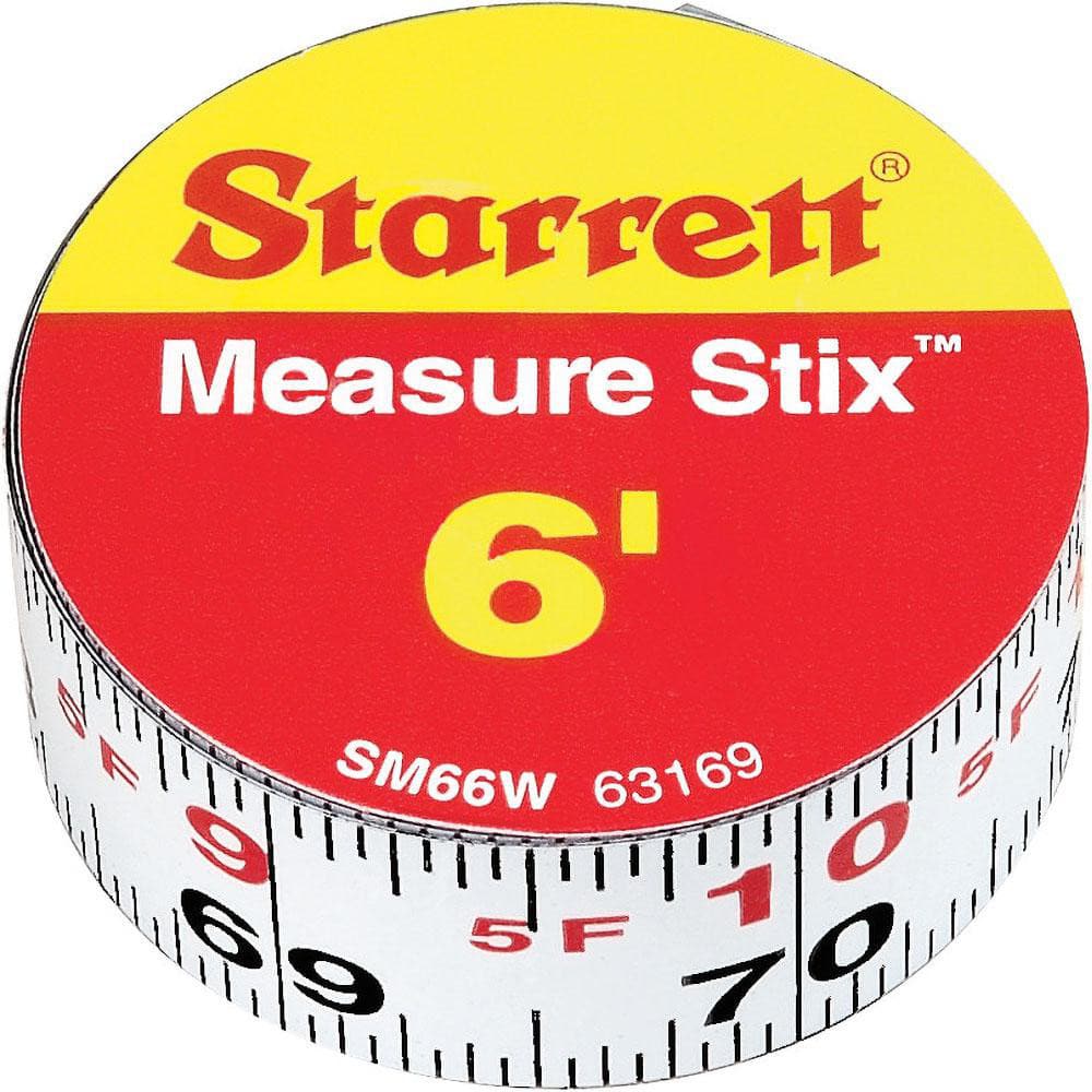 Starrett - 6 Ft. Long x 3/4 Inch Wide, 1/32 and 1/16 Inch Graduation,  White, Steel Adhesive Tape Measure - 09501248 - MSC Industrial Supply
