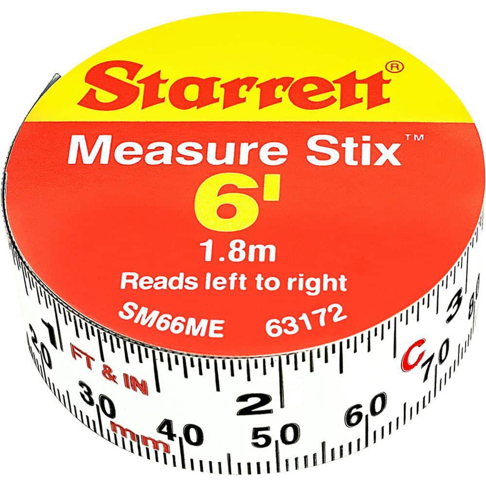 6 Ft. Long x 3/4 Inch Wide, 1/16 Inch Graduation, White, Steel Adhesive Tape Measure