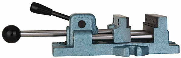 Horizontal Drill Press Vise: 6" Jaw Width, 6.1875" Jaw Opening - 18.9000" OAL, 6.3000" OAH, Stationary, Cast Iron
