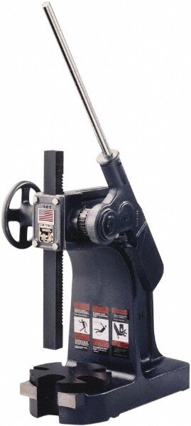 Pneumatic Arbor Press: 1-1/4" Ram, 7" Throat Depth, 3 Ton Pressure, 10-3/4" Max Work Height