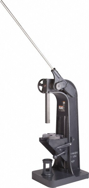 Pneumatic Arbor Press: 2" Ram, 10" Throat Depth, 5 Ton Pressure, 24-1/2" Max Work Height