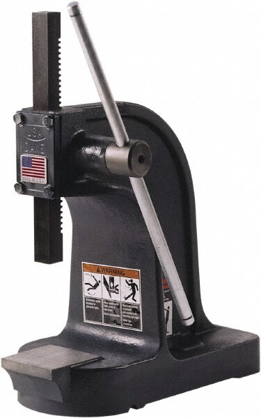 Pneumatic Arbor Press: 1" Ram, 4-1/2" Throat Depth, 1-1/2 Ton Pressure, 7-3/4" Max Work Height